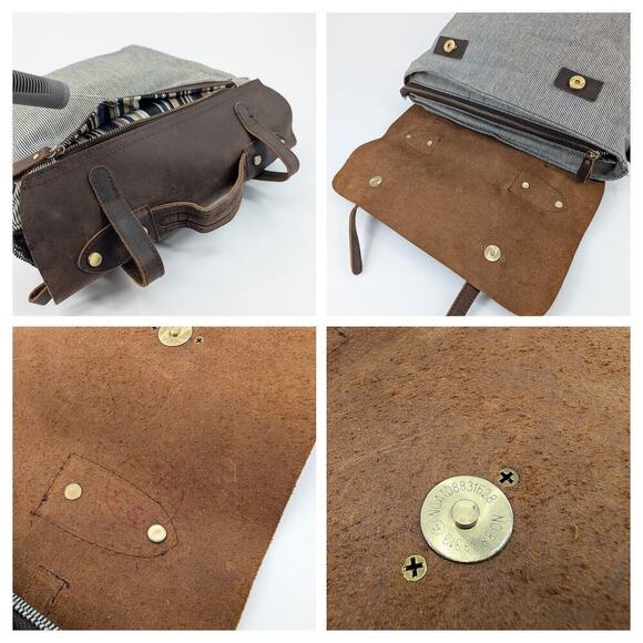 Jesslyn Blake Anthropologie Messenger Bag Canvas Leather Work Travel Boho Chic - Picture 8 of 16